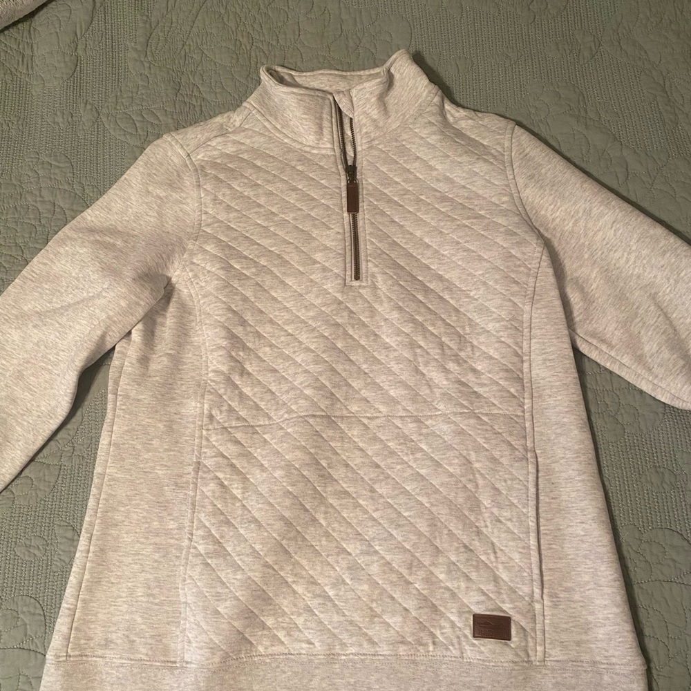 LL Bean Gray Half-Zip Quilted Pullover